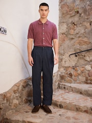 Navy Relaxed Fit Wool Blend Gingham Check Suit Trousers - Image 3 of 5