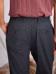 Navy Relaxed Fit Wool Blend Gingham Check Suit Trousers - Image 5 of 5