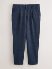 Navy Relaxed Fit Wool Blend Gingham Check Suit Trousers - Image 6 of 10