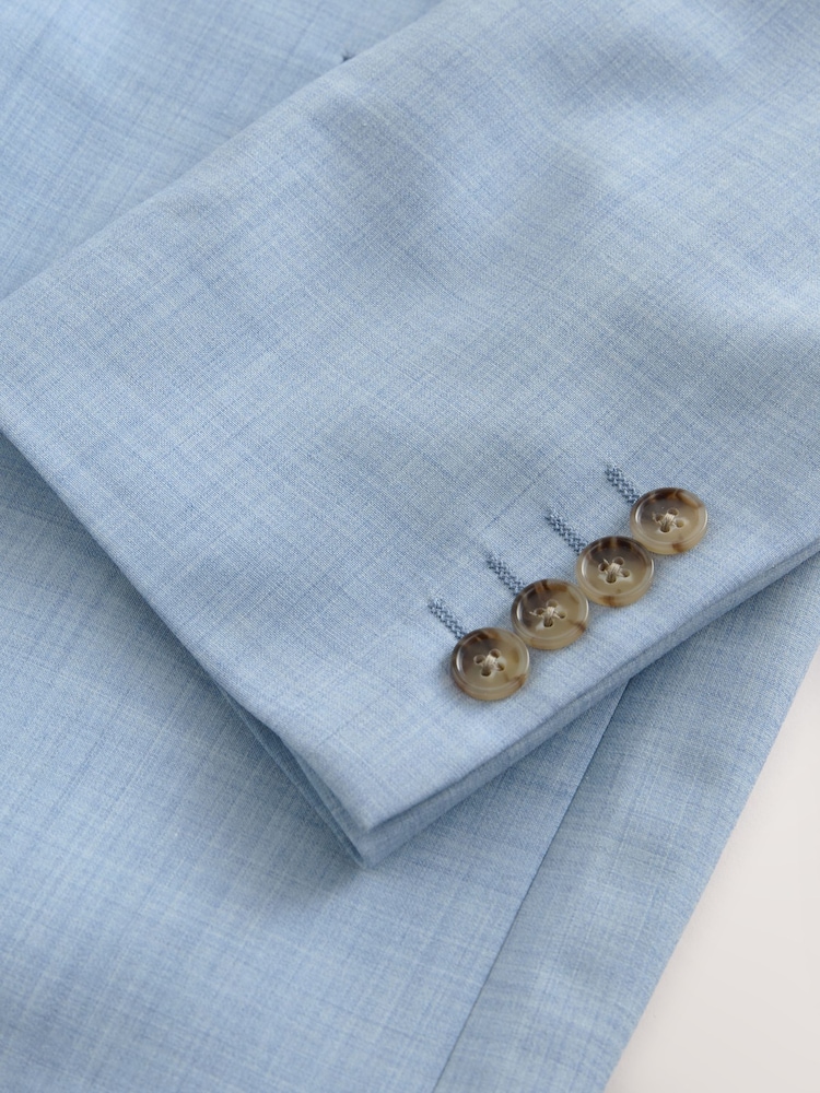 Light Blue N.Premium Tailored Fit Wool Blend Motion Flex Marl Texture Suit Jacket - Image 13 of 13