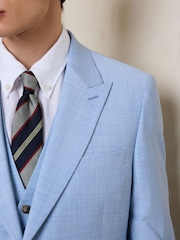 Light Blue N.Premium Tailored Fit Wool Blend Motion Flex Marl Texture Suit Jacket - Image 4 of 13