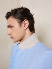 Light Blue N.Premium Tailored Fit Wool Blend Motion Flex Marl Texture Suit Jacket - Image 7 of 13