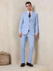 Light Blue N.Premium Tailored Fit Wool Blend Motion Flex Marl Texture Suit Trousers - Image 2 of 10