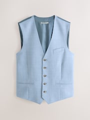 Light Blue N.Premium Wool Blend Motionflex Marl Texture Suit Waistcoat - Image 7 of 10