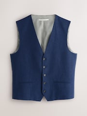 Navy N.Premium Linen Blend Texture Suit Waistcoat - Image 5 of 8