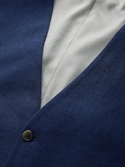 Navy N.Premium Linen Blend Texture Suit Waistcoat - Image 6 of 8