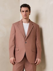 Светло-коричневый - Loose Fit Cotton Linen Suit Jacket - Изображение 1 5