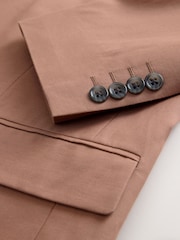 Hellbraun - Weite Passform Anzugjacke aus Baumwollleinen - Bild 10 von 11