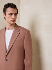 Светло-коричневый - Loose Fit Cotton Linen Suit Jacket - Изображение 2 5