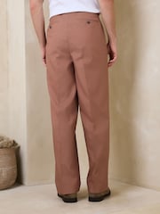 Светло-коричневый - Loose Fit Cotton Linen Suit Trousers - Изображение 2 4