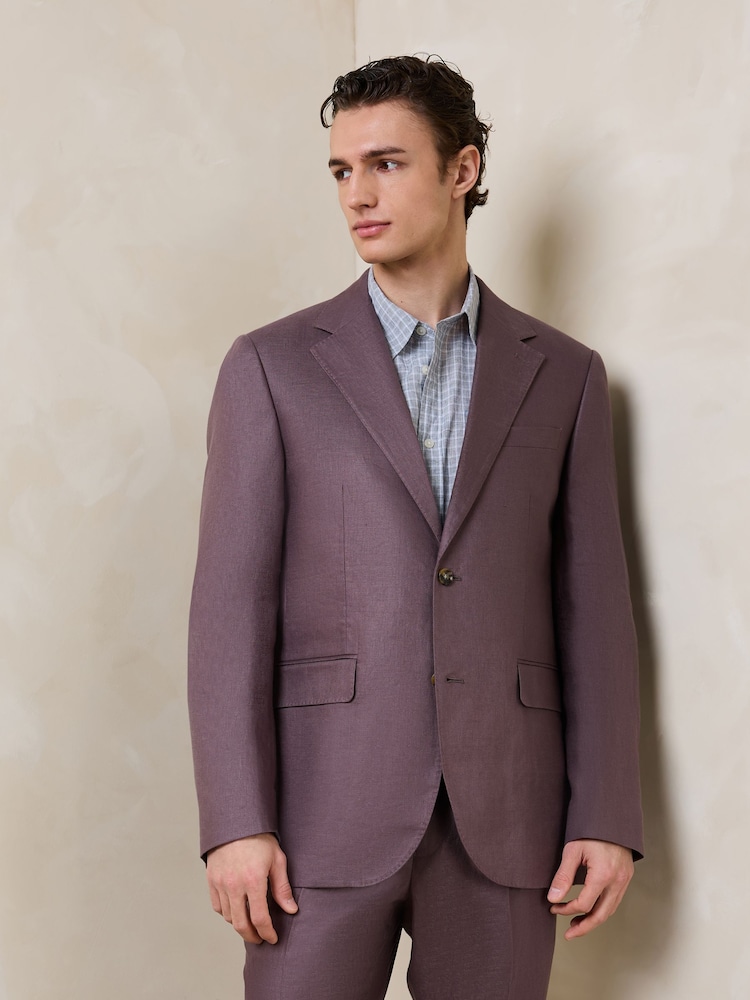 Violeta violeta - N.Premium Tailored Fit 100% Linen Suit Jacket - Attēls 1 no 8