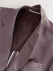 Mauve Purple N.Premium Tailored Fit 100% Linen Suit Jacket - Image 12 of 14