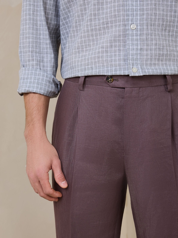 モーブパープル - N. Premium テーラードフィット 100% リネンスーツパンツ - 画像 4 / 4
