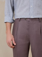 Mauve Purple N.Premium Tailored Fit 100% Linen Suit Trousers - Image 5 of 10