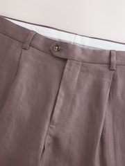 Mauve Purple N.Premium Tailored Fit 100% Linen Suit Trousers - Image 9 of 10