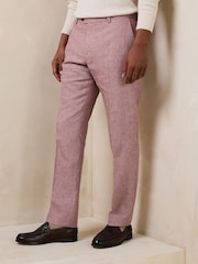 Rosa - Calças de terno com textura de mistura de linho - Imagem 1 de 5