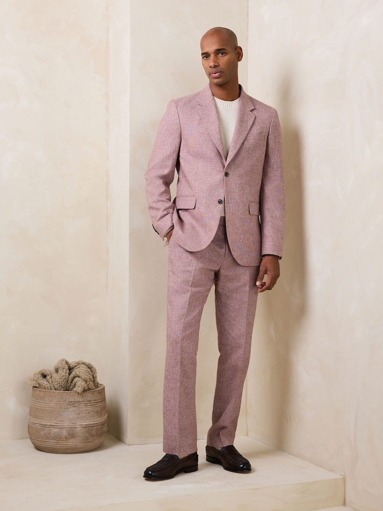 Rosa - Calças de terno com textura de mistura de linho - Imagem 2 de 5