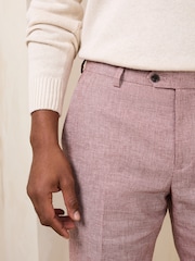 Rosa - Calças de terno com textura de mistura de linho - Imagem 4 de 5