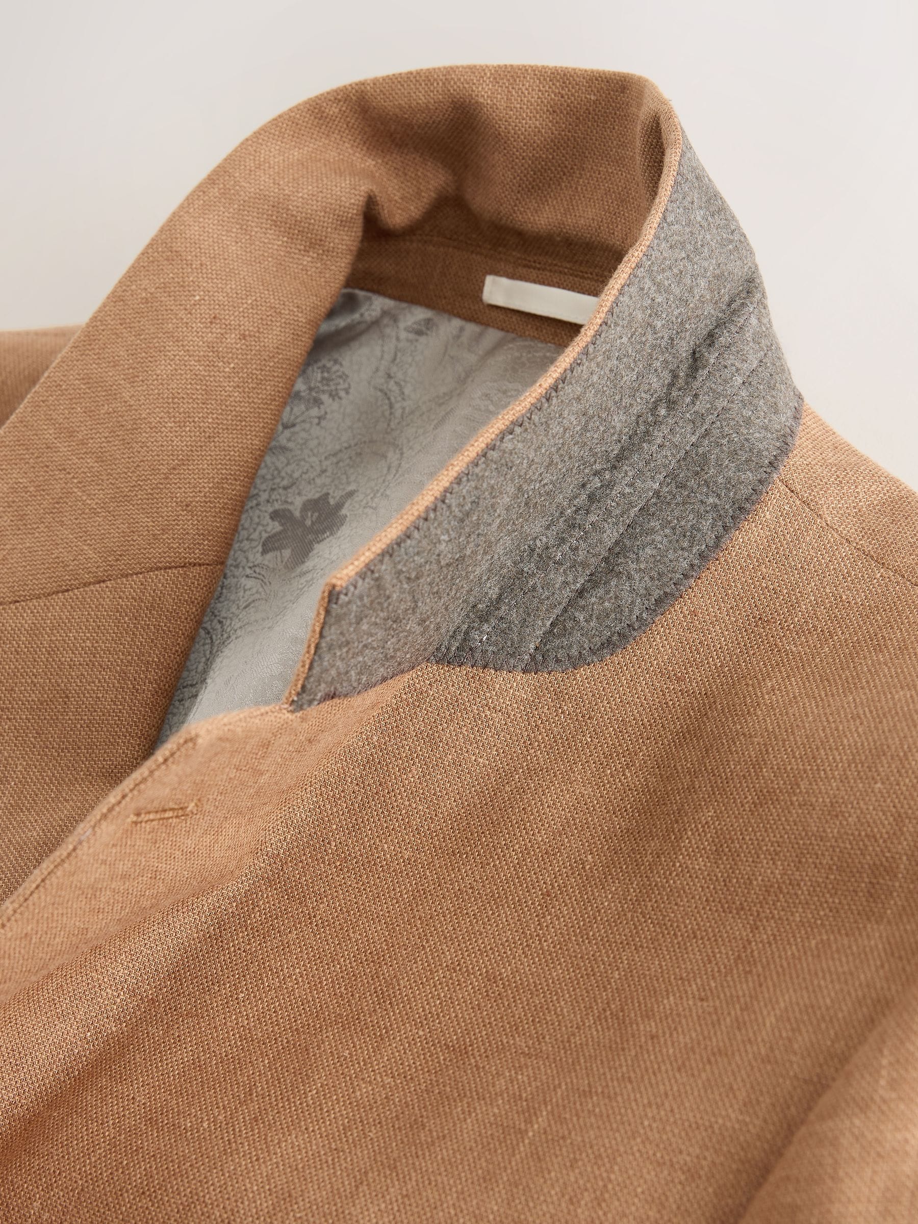 Buy Toffee Brown Tailored Fit Linen Blend Texture Suit Jacket from