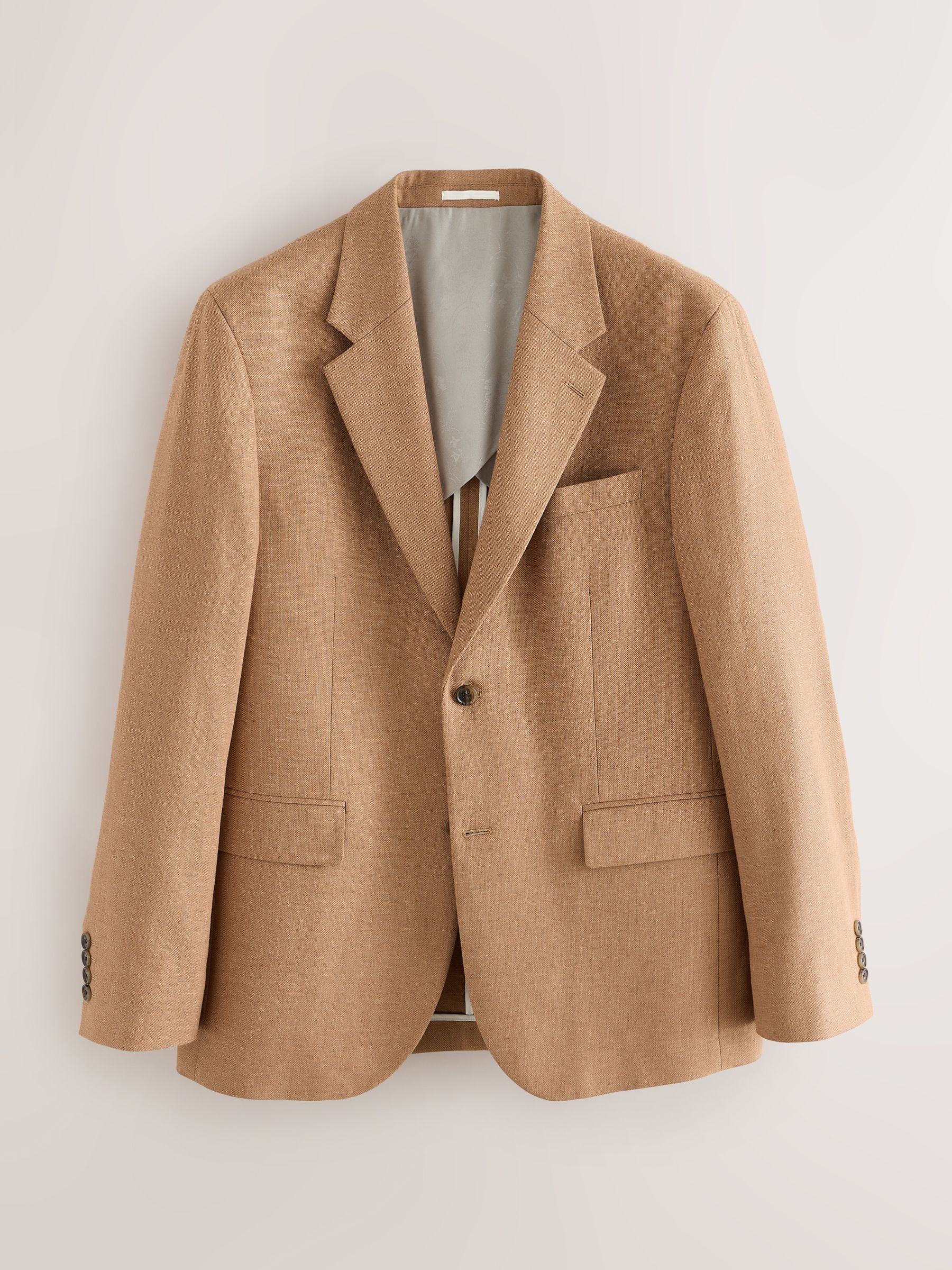 Buy Toffee Brown Tailored Fit N. Premium Linen Blend Texture Suit