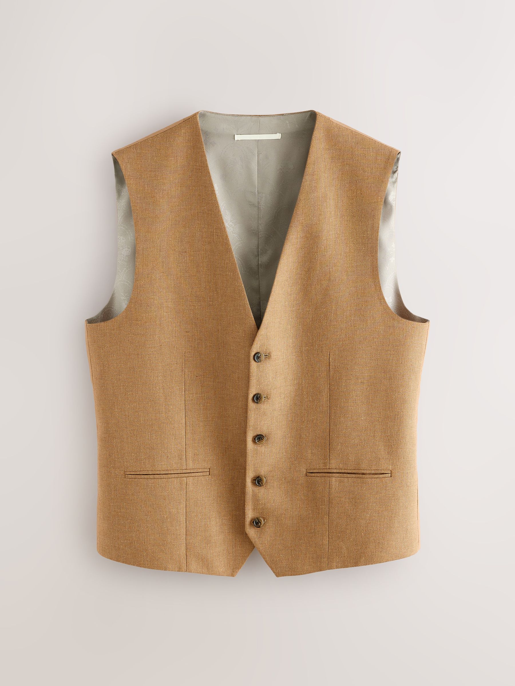 Buy Toffee Brown Linen Blend Texture Suit Waistcoat from Next USA