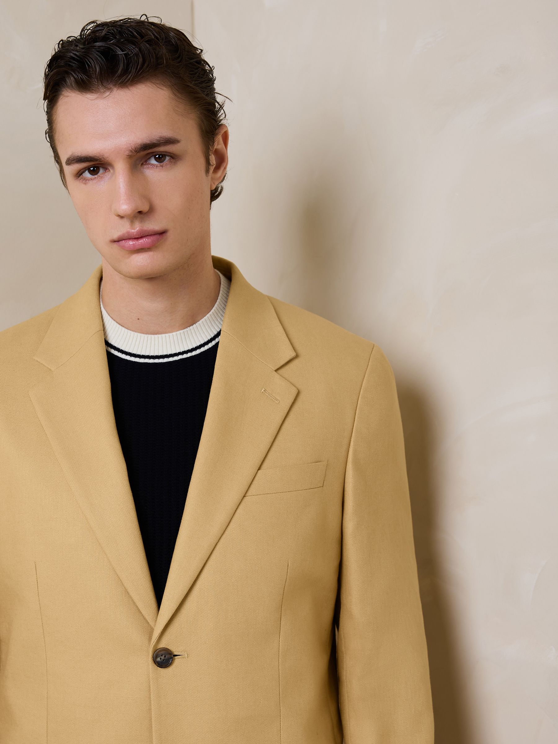 Buy Yellow N. Premium Tailored Fit Linen Cotton Suit Jacket from