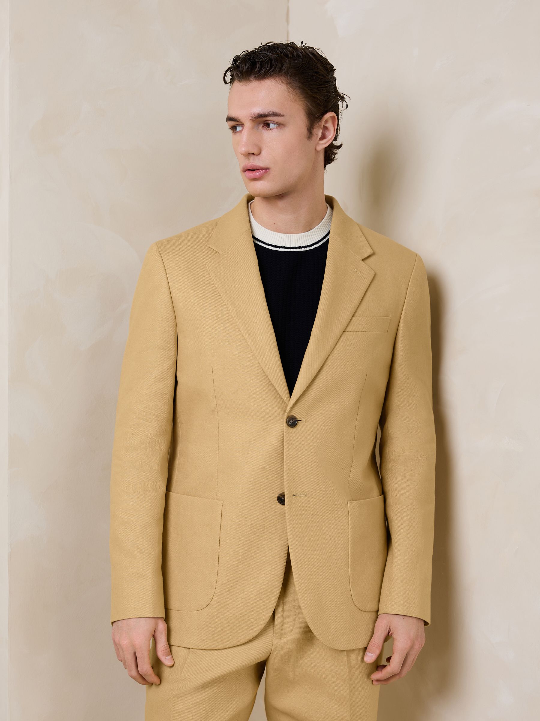 Buy Yellow N. Premium Tailored Fit Linen Cotton Suit Jacket from