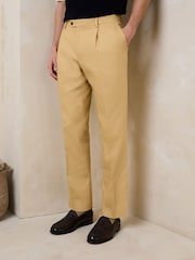 Желтый - N.Premium Tailored Fit Linen Cotton Suit Trousers - Изображение 1 10