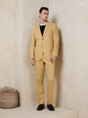 Желтый - N.Premium Tailored Fit Linen Cotton Suit Trousers - Изображение 5 10