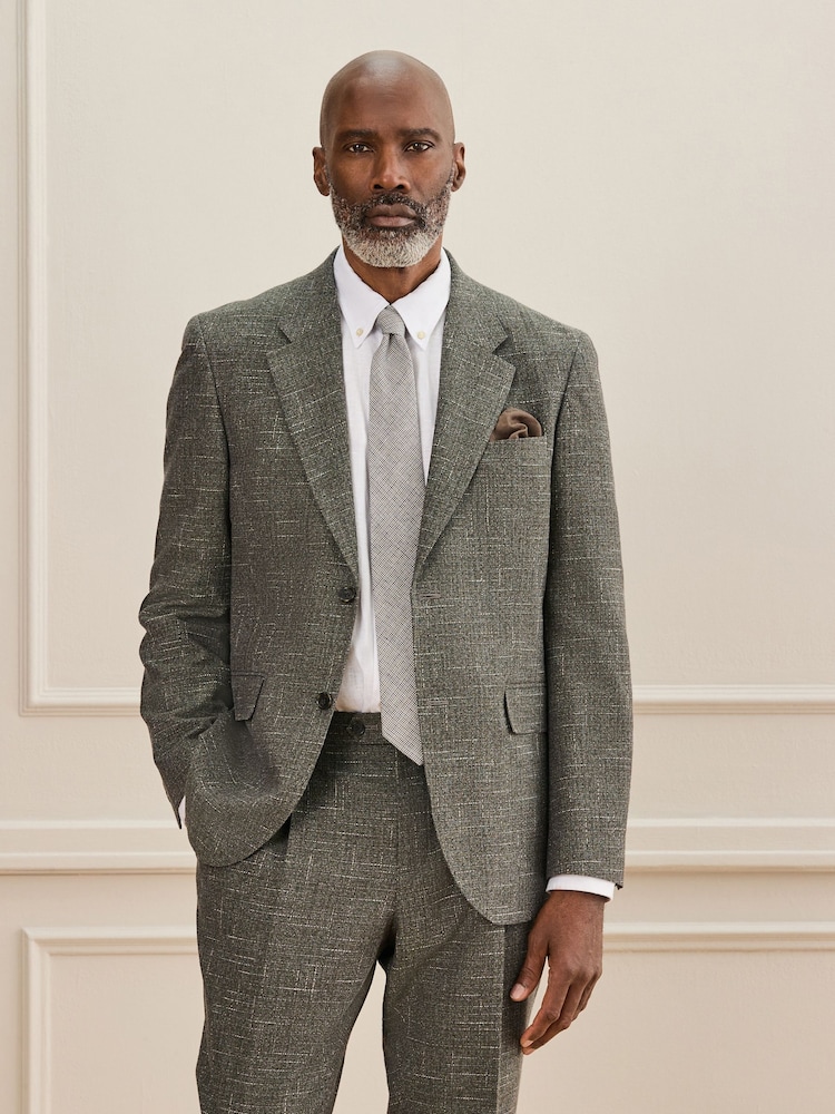 Green N. Premium Tailored Fit Wool Blend Textured Suit Jacket - Image 1 of 11
