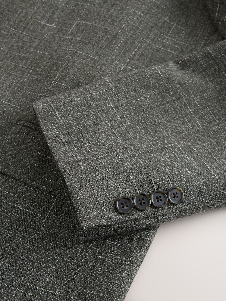 Green N. Premium Tailored Fit Wool Blend Textured Suit Jacket - Image 11 of 11