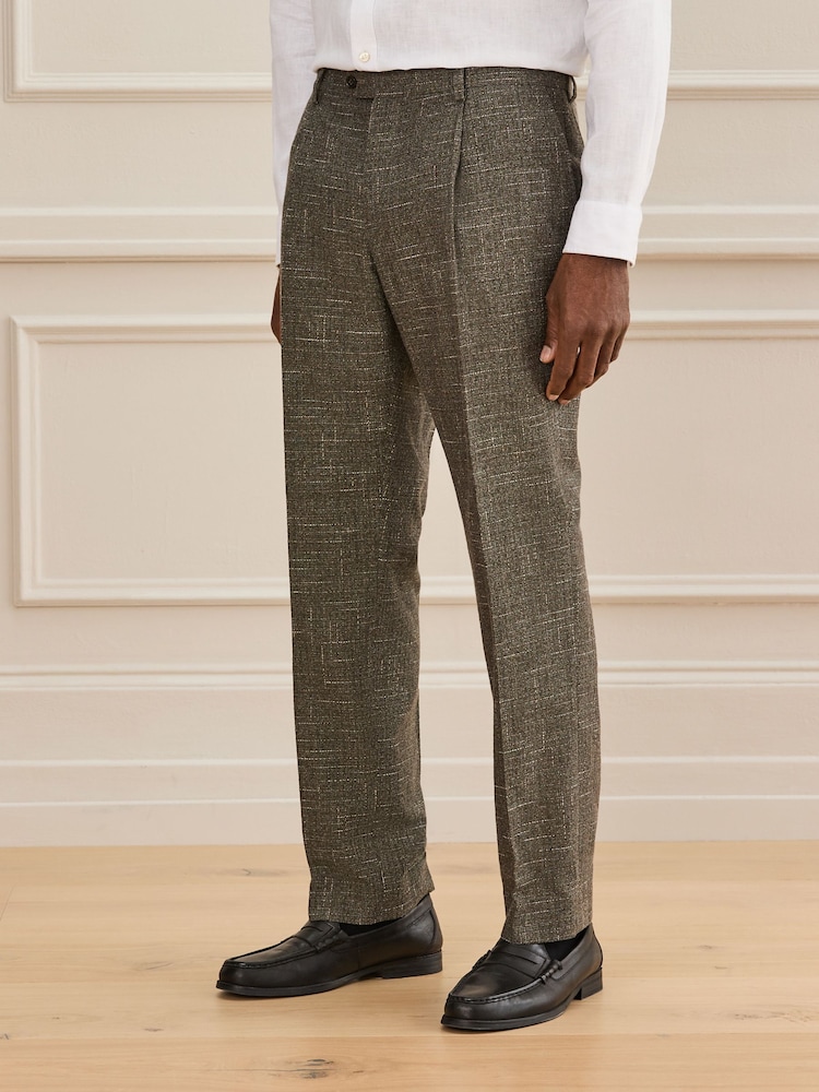 Green N. Premium Tailored Fit Wool Blend Textured Suit Trousers - Image 1 of 9 Green N. Premium Tailored Fit Wool Blend Textured Suit Trousers - Image 1 of 9