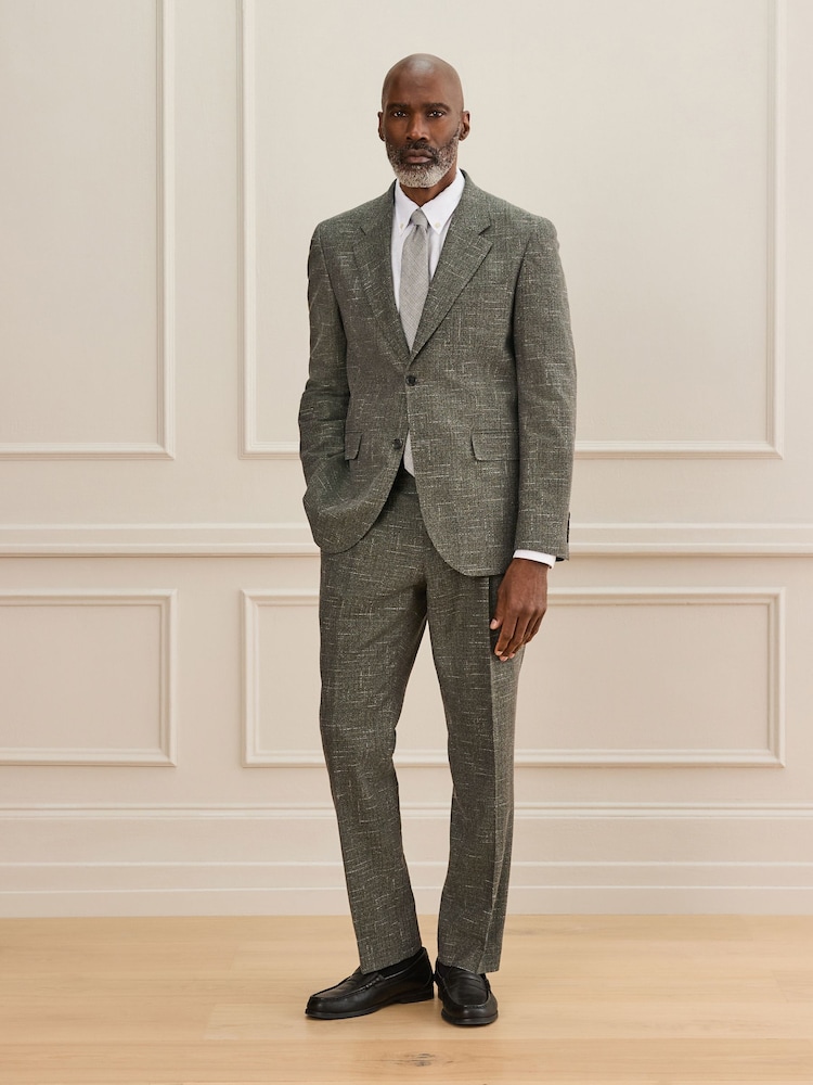 Green N. Premium Tailored Fit Wool Blend Textured Suit Trousers - Image 2 of 9 Green N. Premium Tailored Fit Wool Blend Textured Suit Trousers - Image 2 of 9