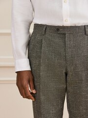 Green N. Premium Tailored Fit Wool Blend Textured Suit Trousers - Image 4 of 9