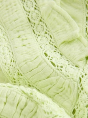 Lime Green Doublecloth V-Neck Ruffle Front Blouse - Image 7 of 8