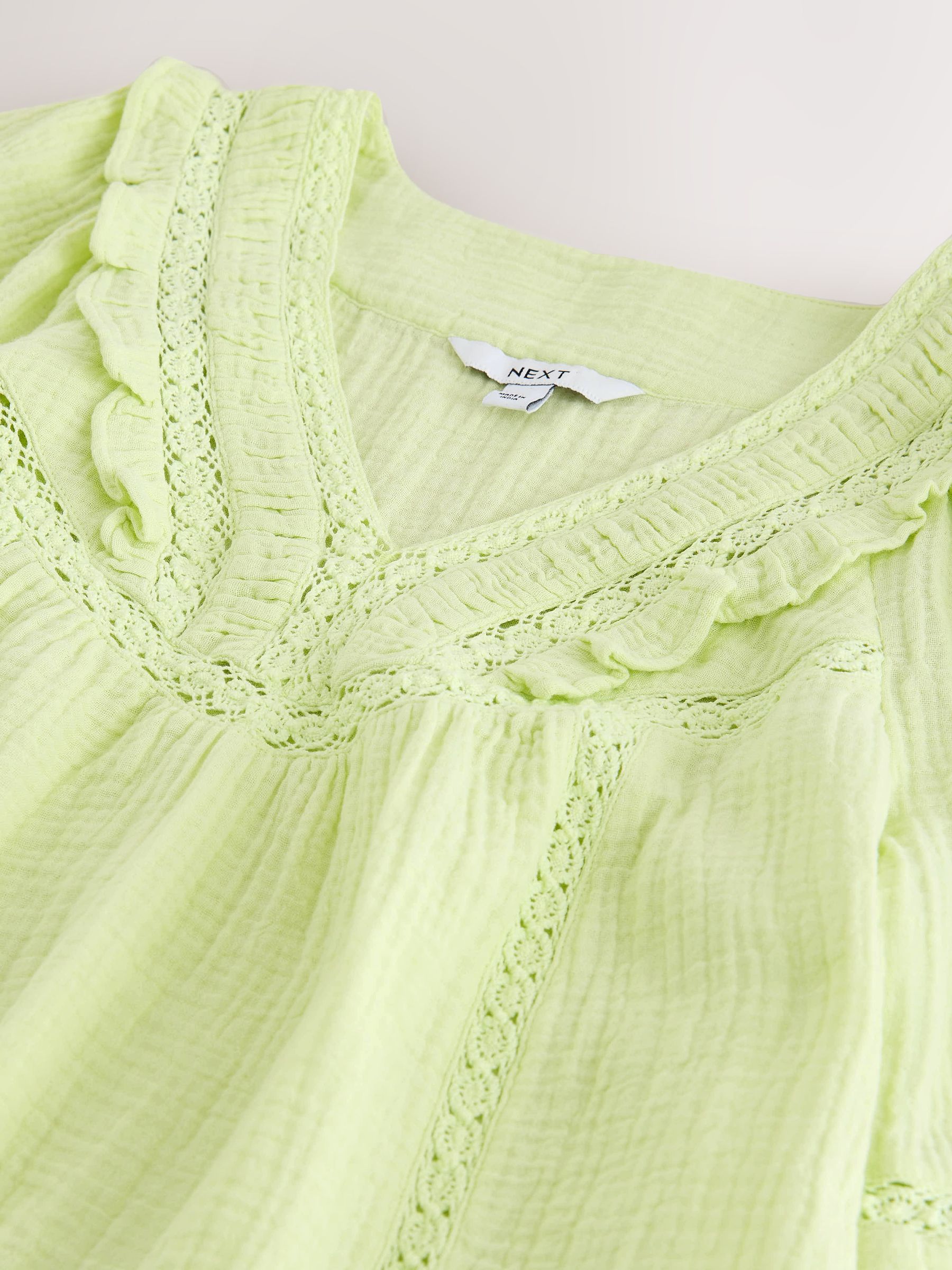 Buy Lime Green Doublecloth V-Neck Ruffle Front Blouse from Next USA