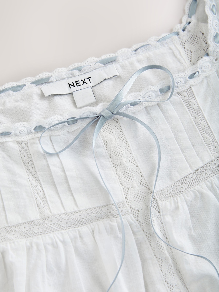 White Puff Sleeve Short Sleeve Top - Image 7 of 7