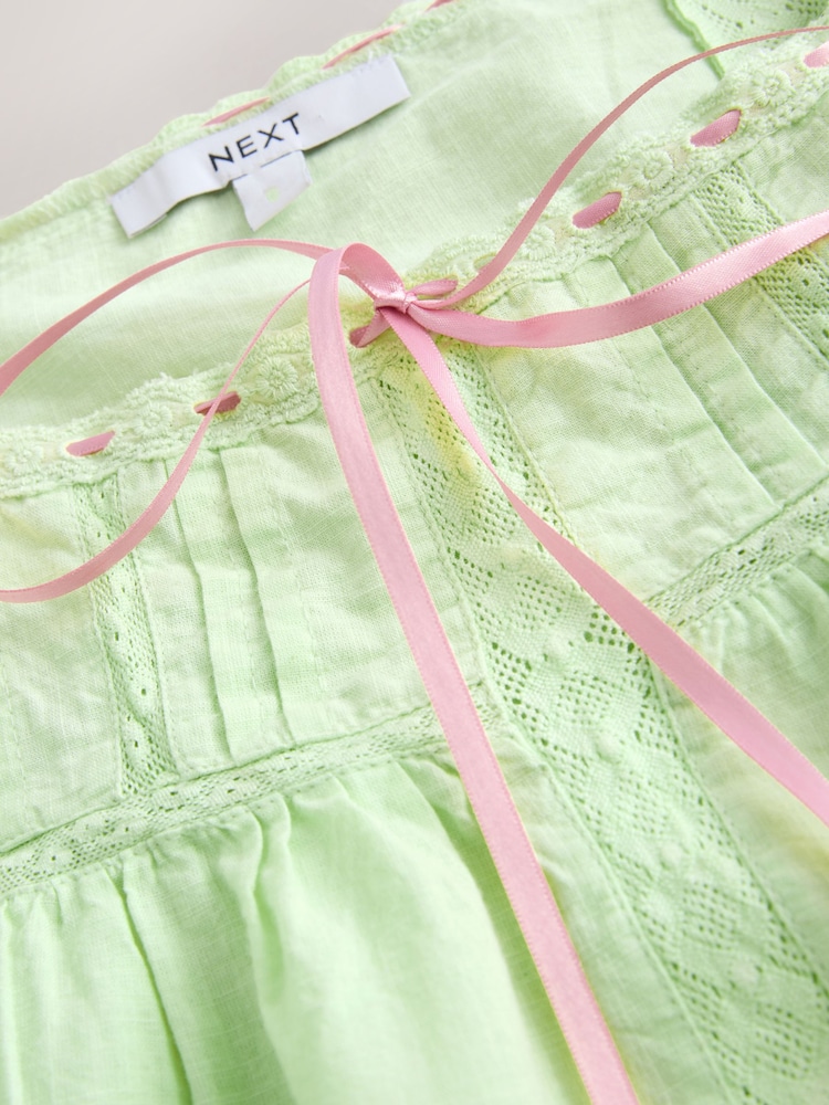 Buy Green/Pink Puff Sleeve Short Sleeve Top from Next USA