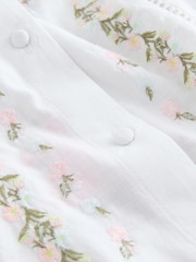 Blanc/rose Fleuri Brodé - Haut à manches longues N.premium boutonné sur le devant - Image 8 sur 10