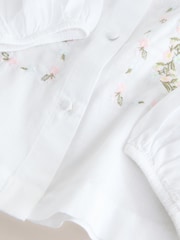 Blanc/rose Fleuri Brodé - Haut à manches longues N.premium boutonné sur le devant - Image 9 sur 10