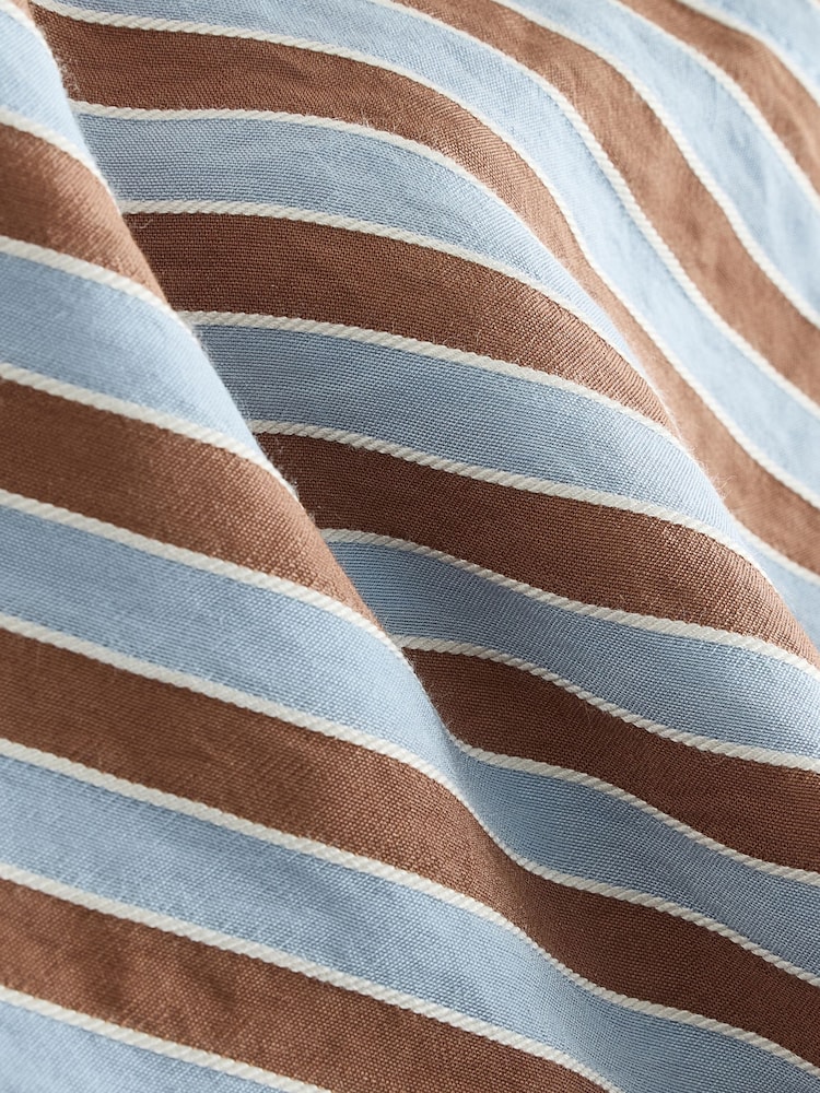 Blue/Brown Jacquard Stripe Oversized Long Sleeve Shirt - Image 3 of 3