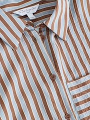 Blau/Braun - Langarmhemd mit Jacquard-Streifen in Übergröße - Bild 8 von 9