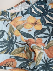 Navy Floral Border Print Short Sleeve Boxy Top - Image 6 of 7