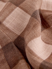 Pink/Brown Gingham - رداء عُلوي مُهيكل بحاشية كشكشة يحتوي على كتّان - Image 3 of 3