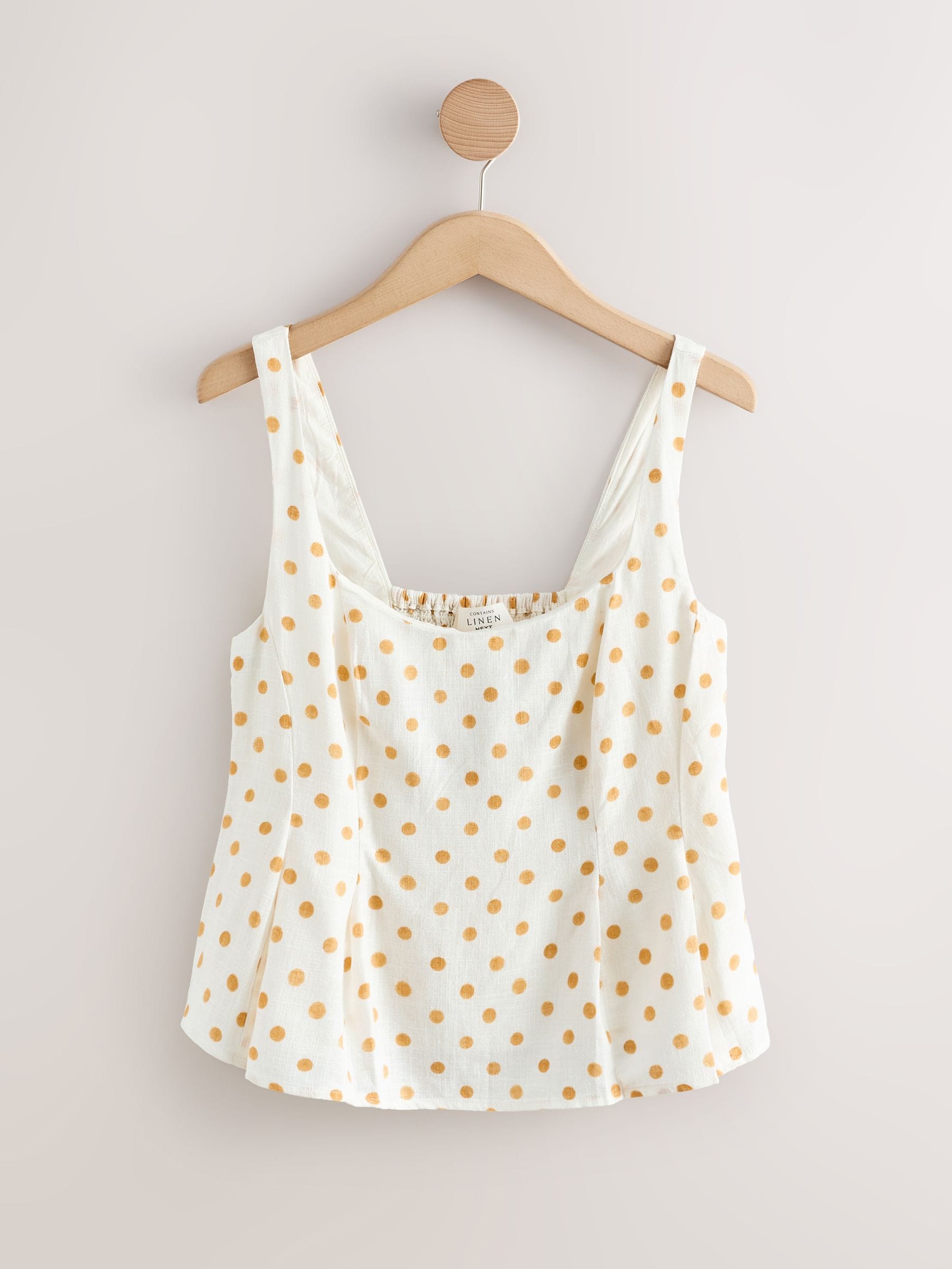 Buy Ecru/Yellow Polka Dot Peplum Top with Linen from Next USA