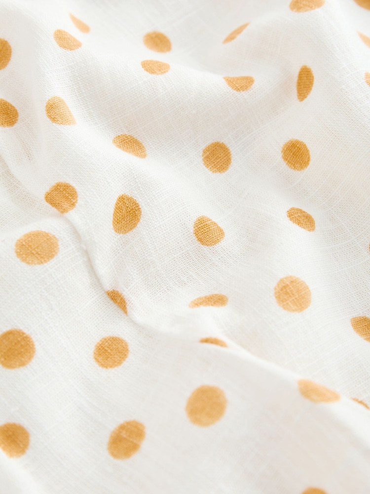 Ecru/Yellow Polka Dot Structured Peplum Top with Linen - Image 7 of 7