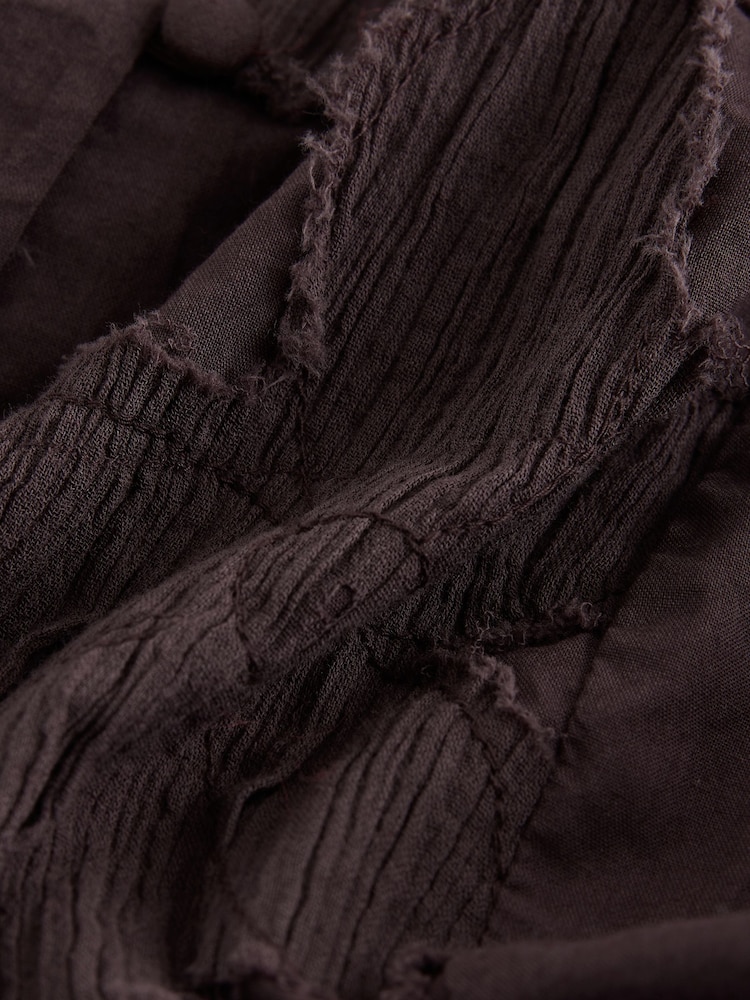 Chocolate Brown Textured Floral Applique Shell Top - Image 2 of 3