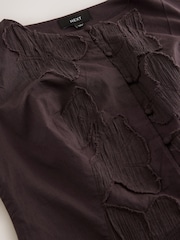 Chocolate Brown Textured Floral Applique Shell Top - Image 3 of 3