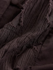 Chocolate Brown Textured Floral Applique Shell Top - Image 7 of 8