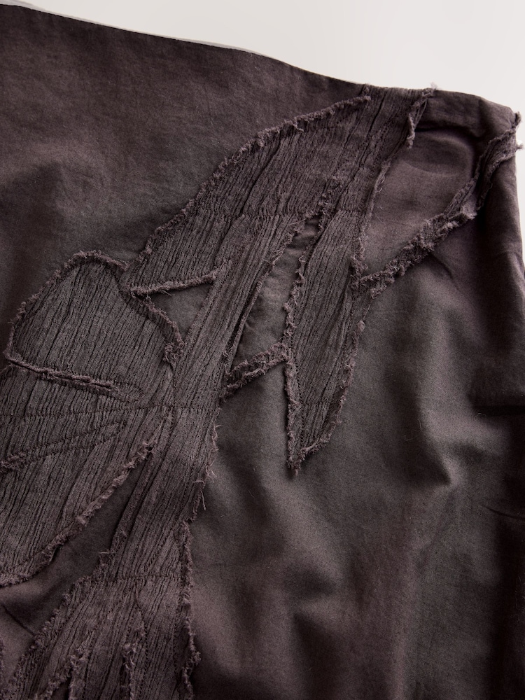 Chocolate Brown Textured Floral Applique Maxi Skirt - Image 8 of 8